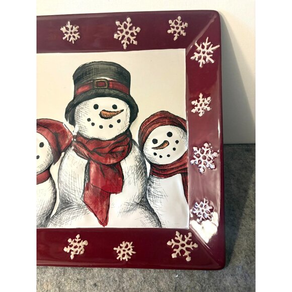 St. Nicholas Square Yuletide 10.25" x10.25" Snowman Plate  # 3080 - Picture 3 of 5